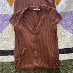 Reformation Brown/Terracotta Cypress Knit Midi Dress